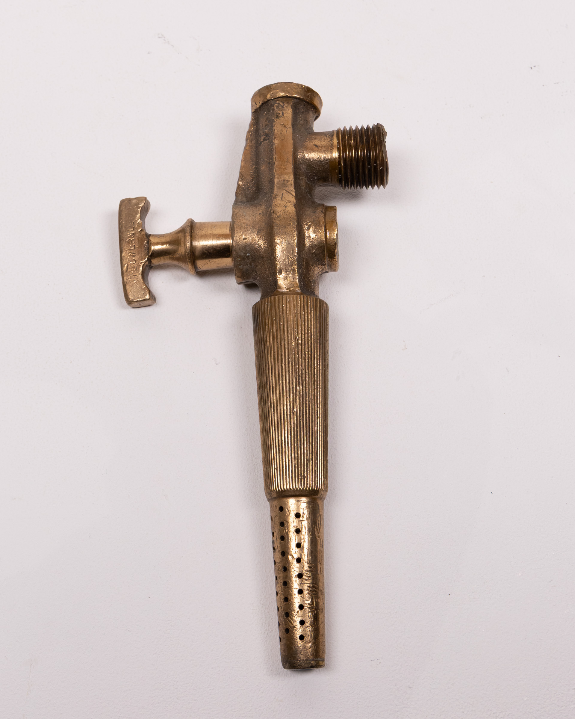 Vintage W. F. Flower & Co. Reclaimed Brass Tap with Ribbed Design