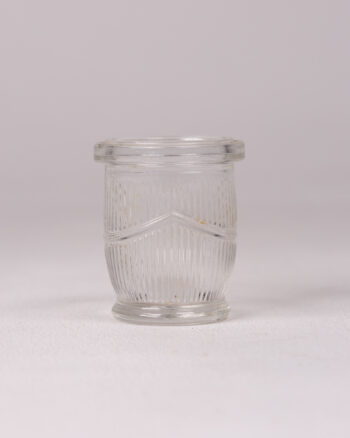 Vintage Clear Ribbed Glass Trinket Jar with Decorative Bands