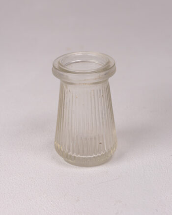 Vintage Clear Glass Fluted Jar with Ridged Design – Small
