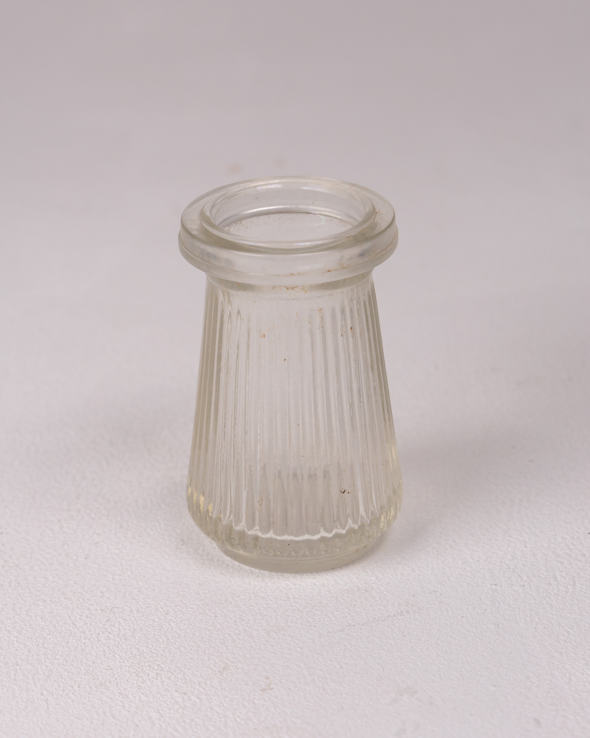 Vintage Clear Glass Fluted Jar with Ridged Design – Small
