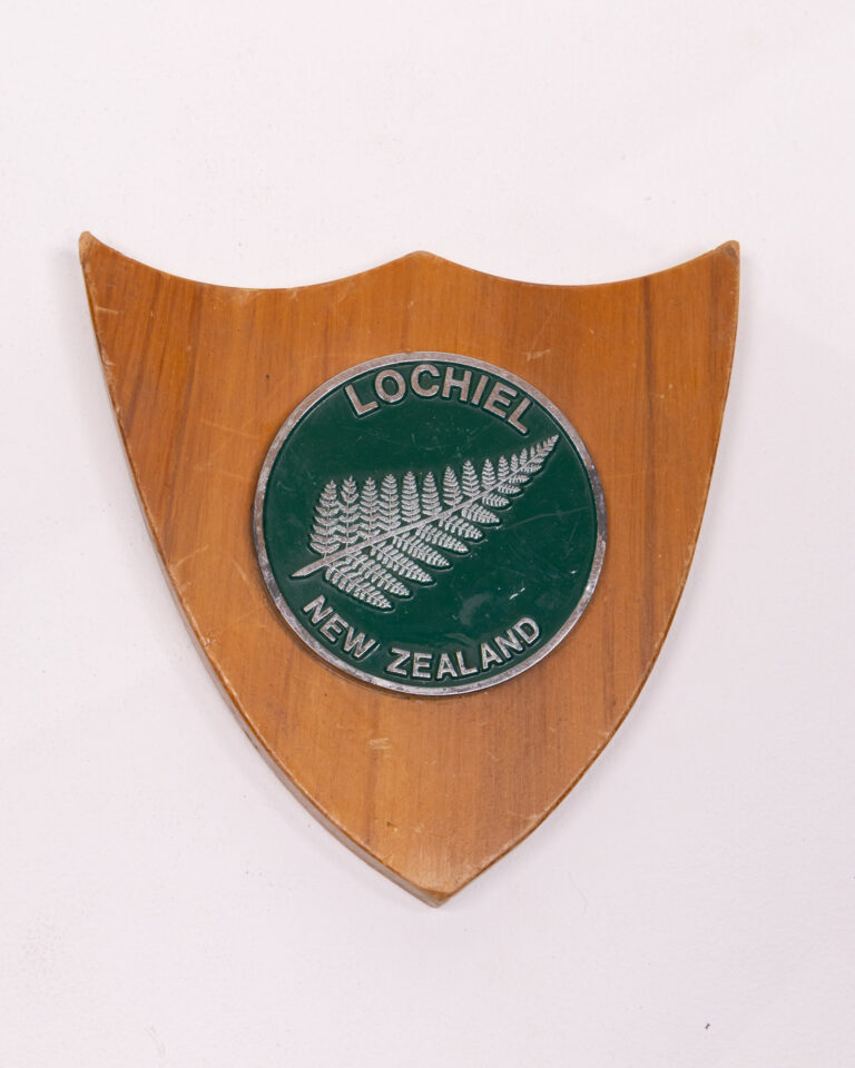 Vintage Lochiel New Zealand Wooden Wall Plaque with Metal Fern Emblem
