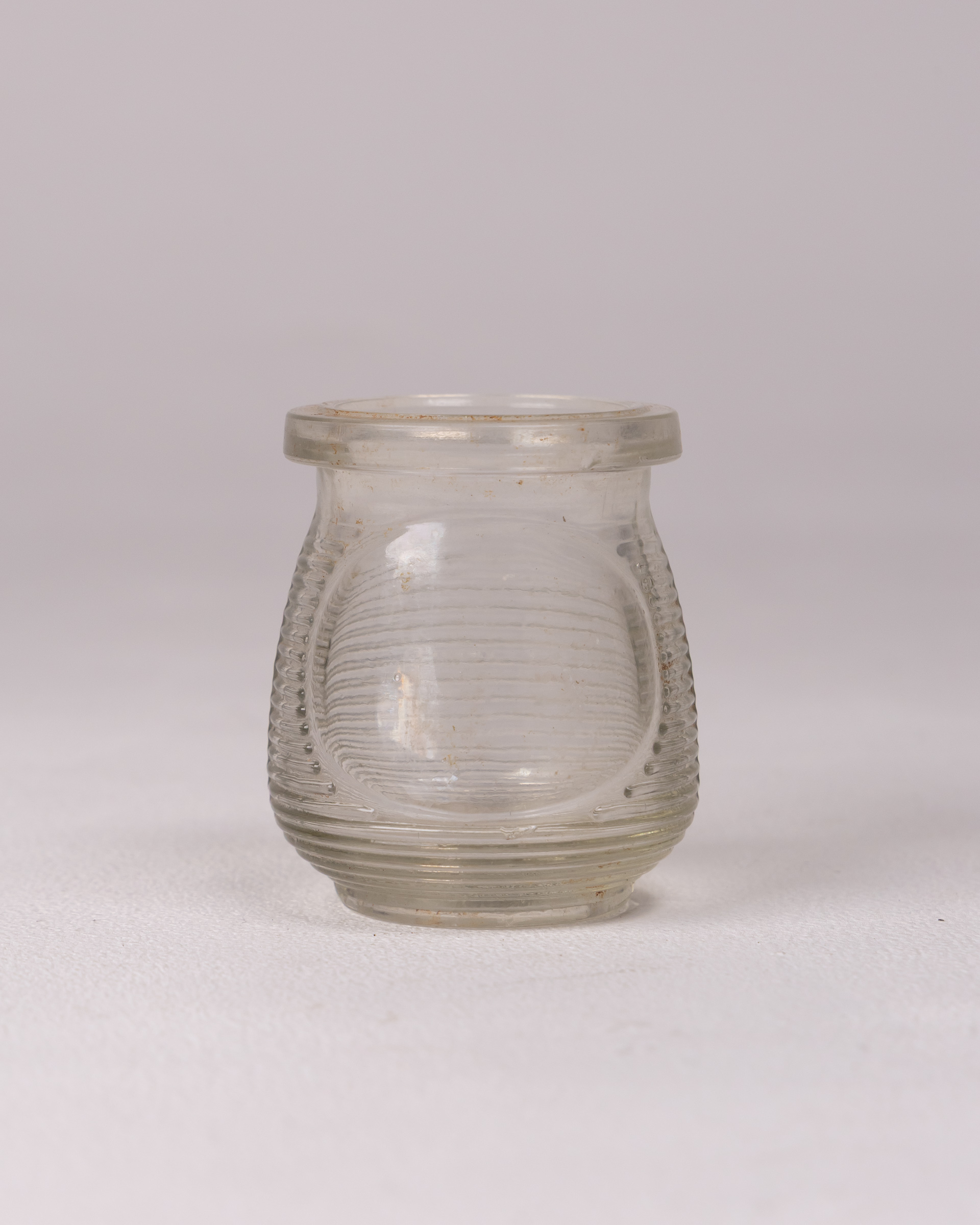 Vintage Clear Ribbed Glass Bottle with Tapered Body – Small