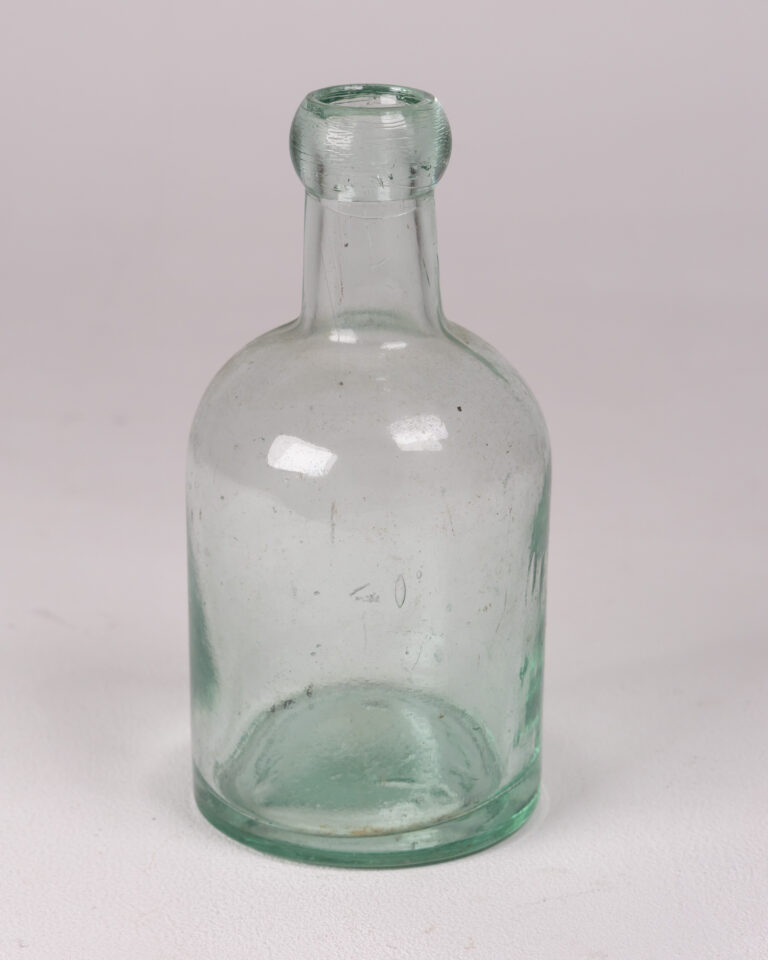 Vintage Clear Glass blob top Decorative Bottle with Rounded Body and Lip, Green Tint
