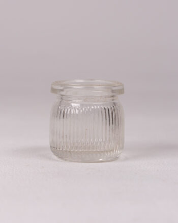 Minimalist Clear Ribbed Glass Storage Jar – Small Decorative Pot
