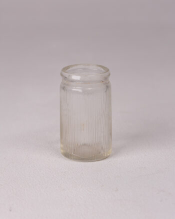Small Clear Glass Bottle with Vertical Ridged Detail