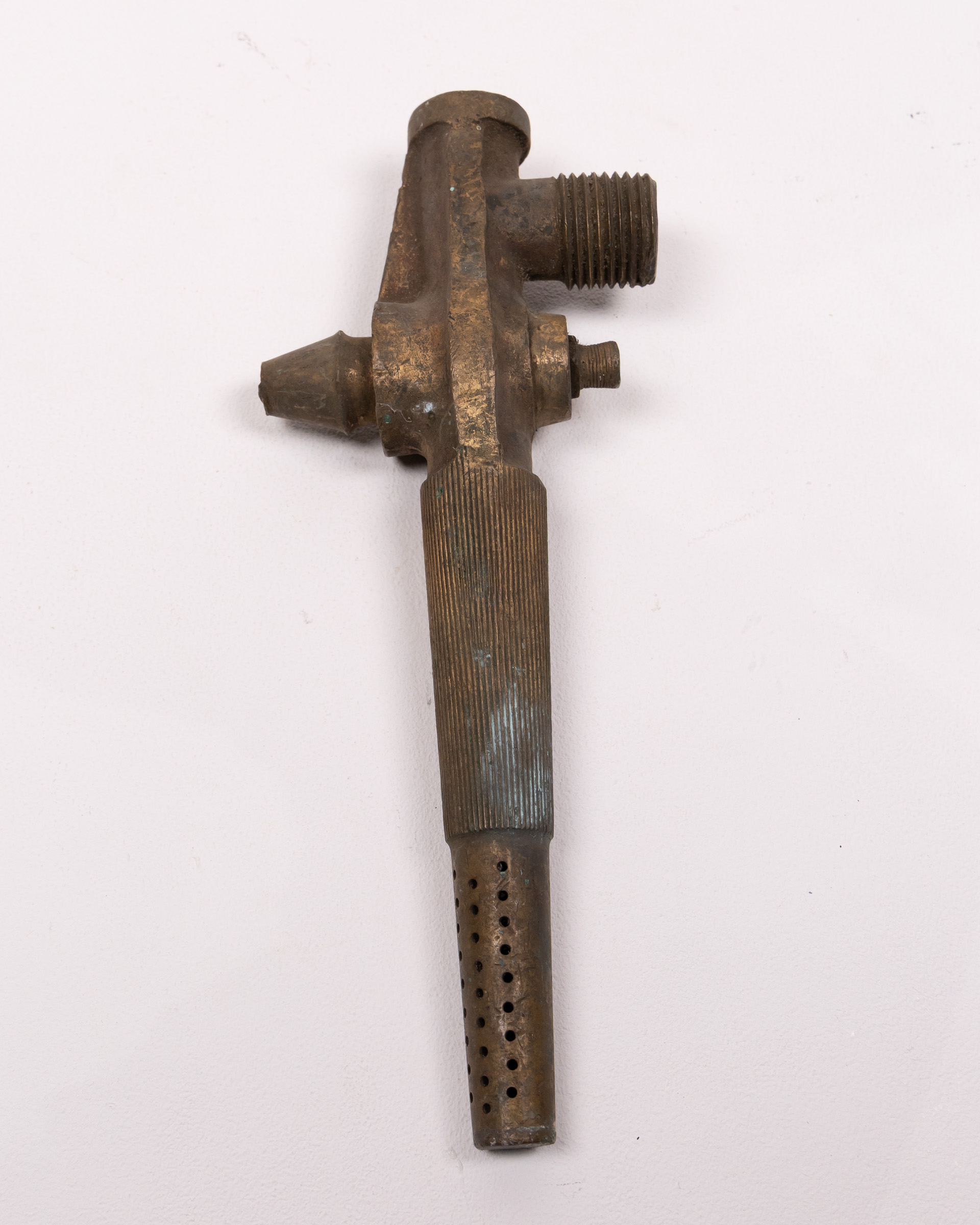 Vintage Solid Brass Industrial Tap Fitting with Aged Patina