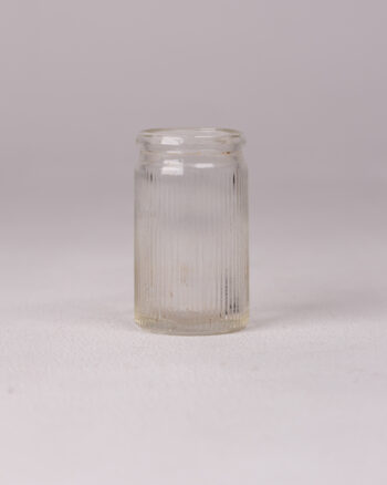 Small Clear Glass Bottle with Vertical Ridged Detail