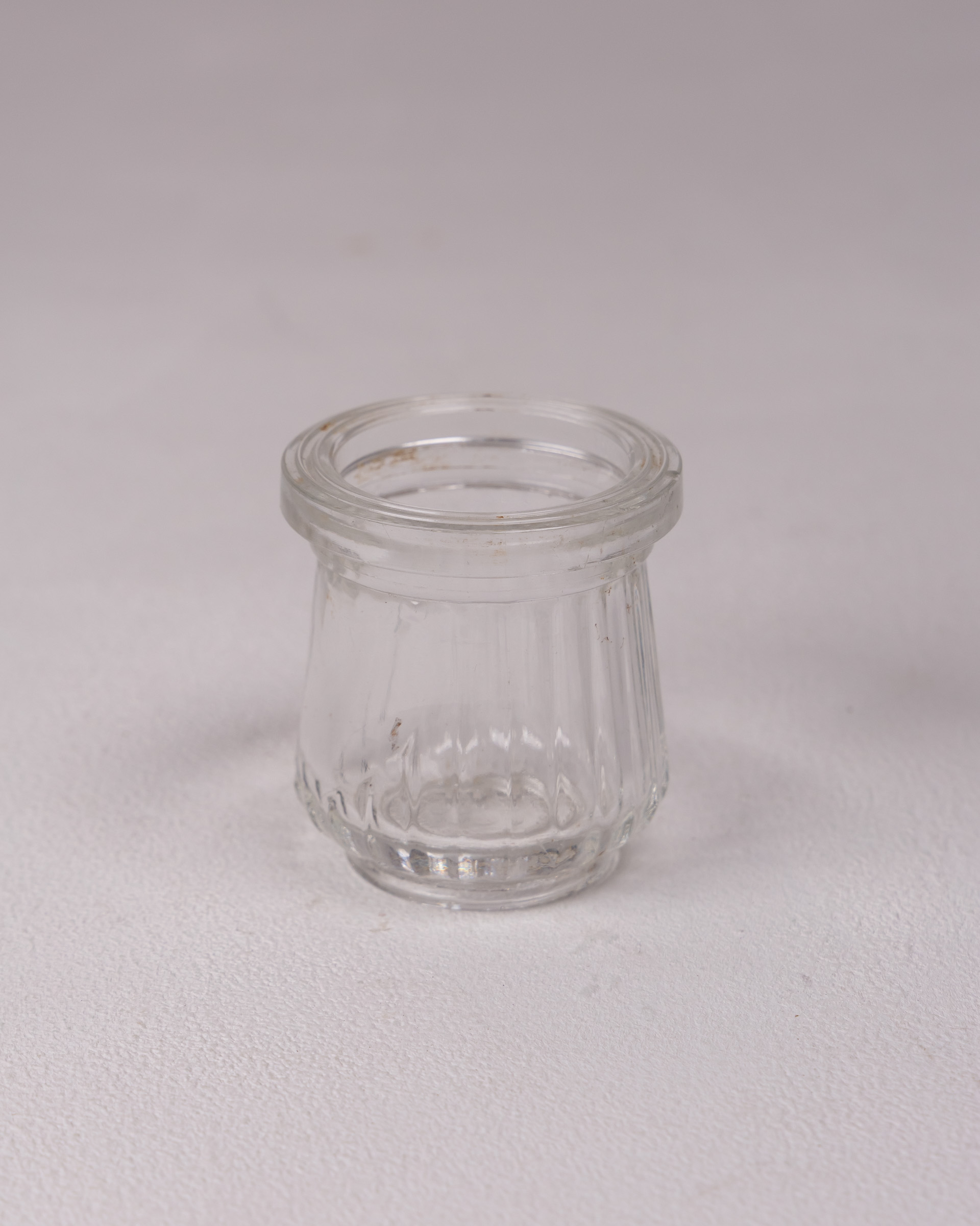 Vintage Clear Glass Jar with Ribbed Detail – Small