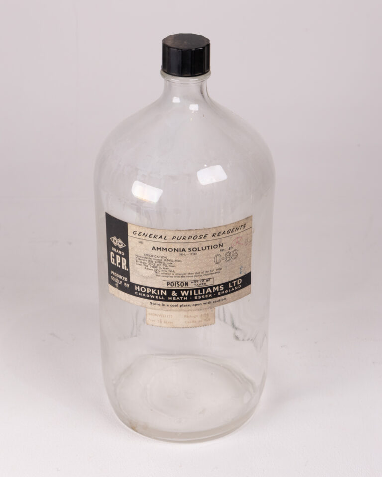 Vintage Hopkin & Williams Clear Glass Ammonia Bottle - Collectible
