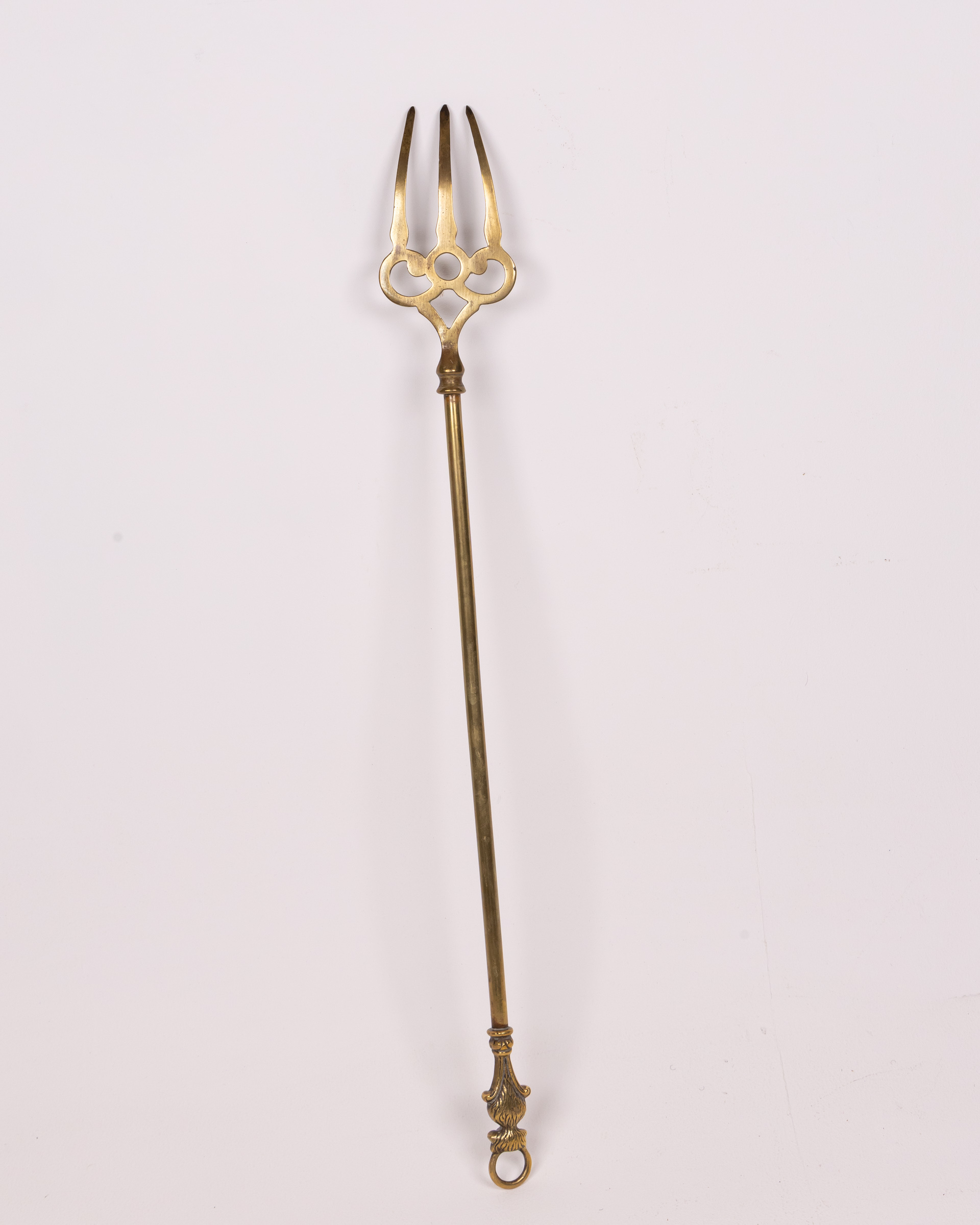 Vintage Brass Fire Poker with Ornate Trident Head