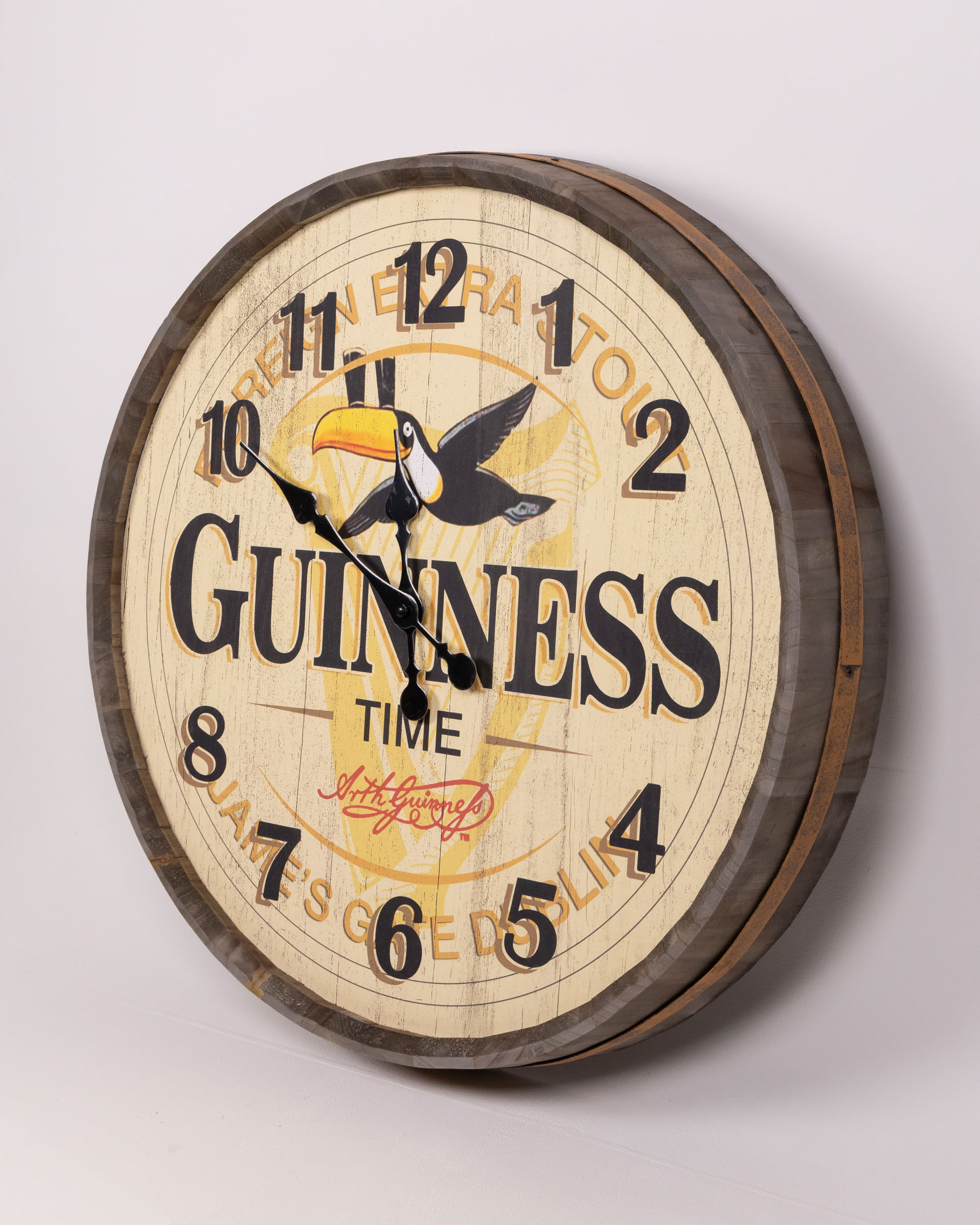 Guinness Toucan Cream & Black Novelty Wooden Effect Wall Clock