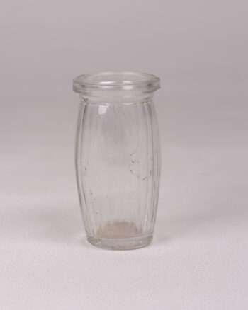 Vintage Clear Glass Ribbed Barrel Jar – Small