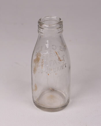Vintage Belfast Co-op Dairy Glass Milk Bottle with Embossed Text