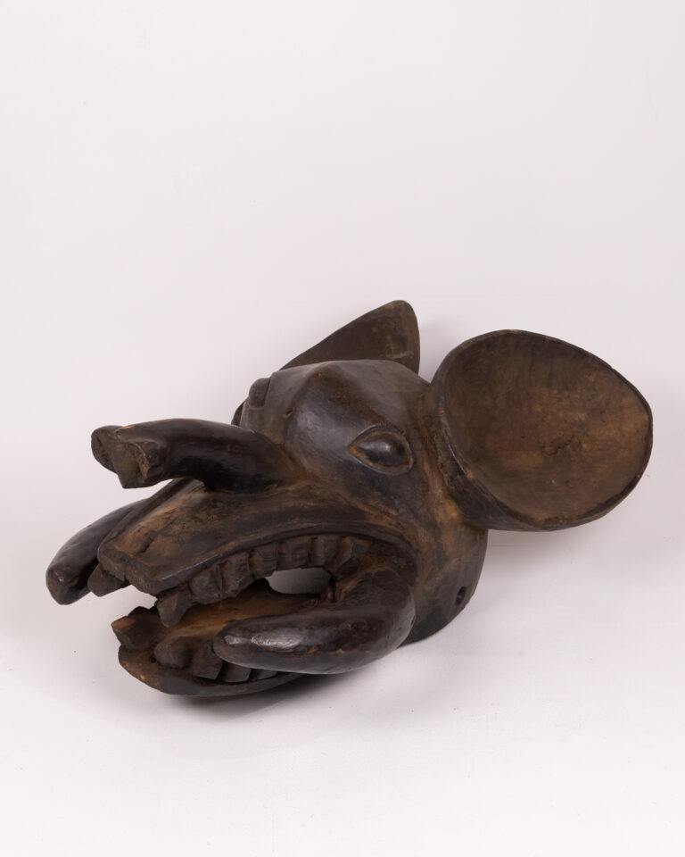 Tribal Wooden Animal Mask, Carved Decorative Sculpture, Primitive Style