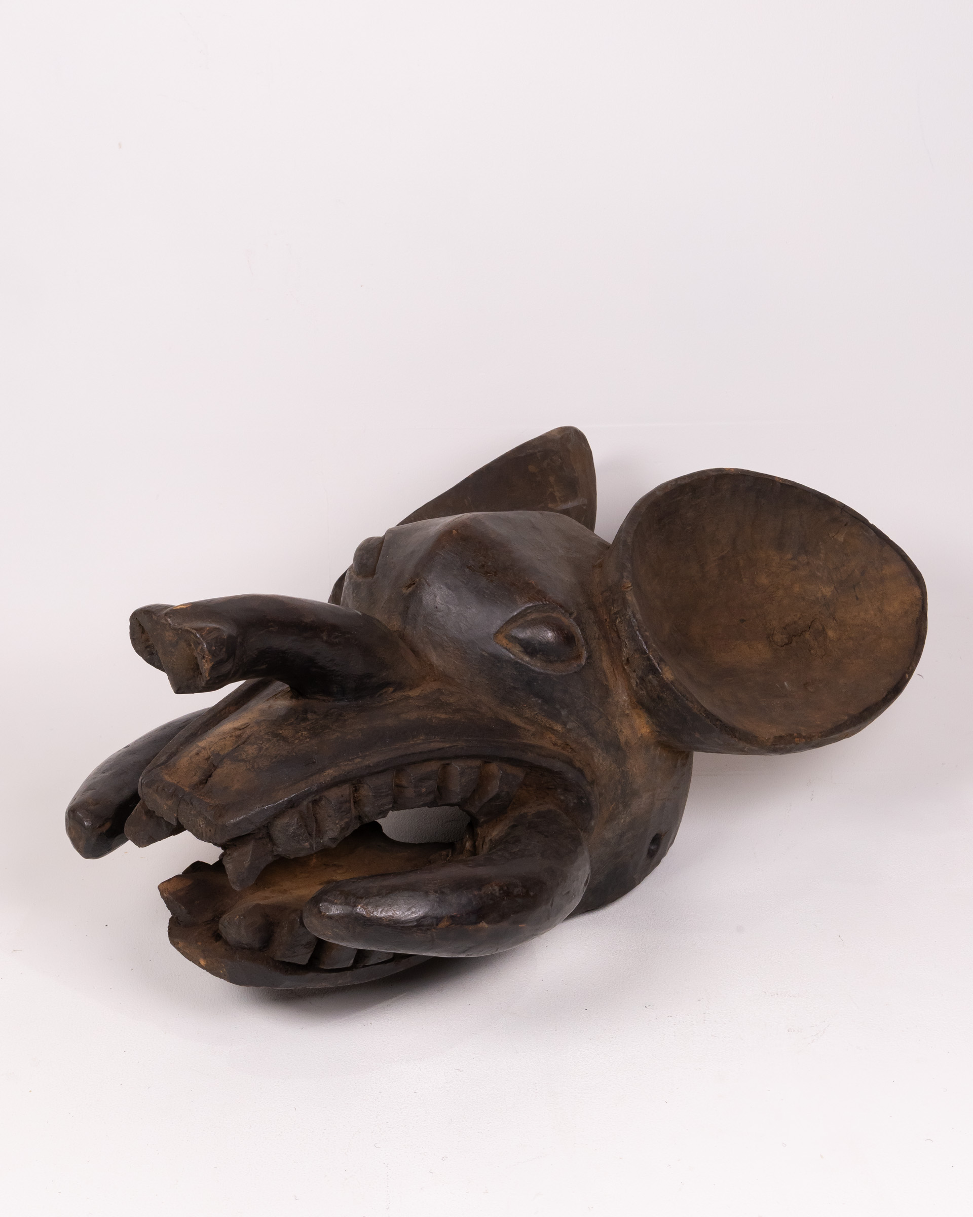 Tribal Wooden Animal Mask, Carved Decorative Sculpture, Primitive Style