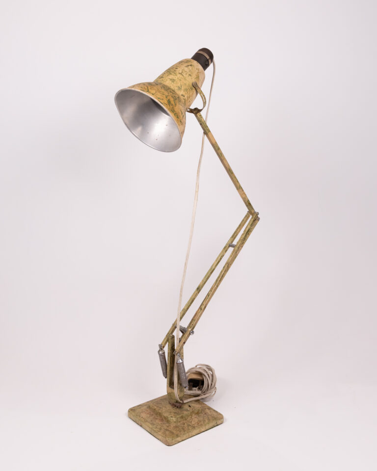 Vintage Herbert Terry Adjustable Cream mottled Green Metal Desk Lamp - Industrial Style