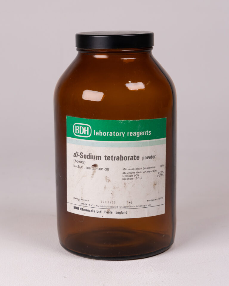 Vintage BDH Laboratory Reagents Brown Glass Di-Sodium Tetraborate Bottle