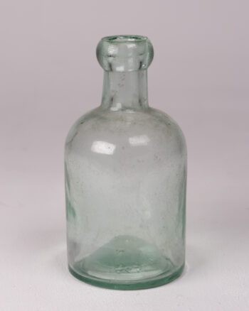 Vintage Green Glass Decorative Bottle with Rounded Lip