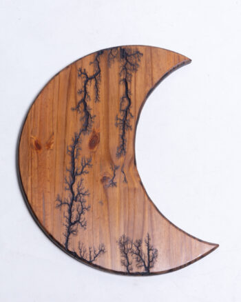 Unique Wooden Bowl with Lichtenberg Fractal Burning – Crescent Moon Shape