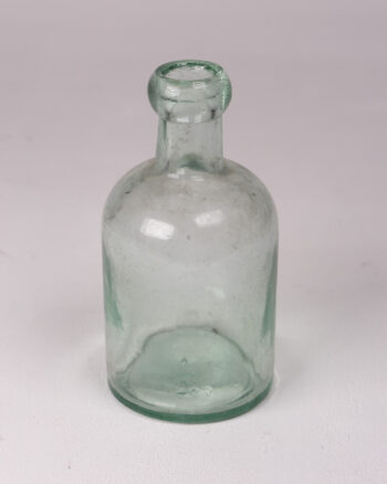 Vintage Green Glass Decorative Bottle with Rounded Lip