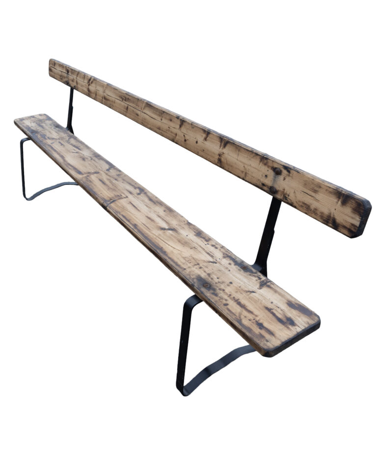 Industrial Reclaimed Wood Bench with Black Metal Frame