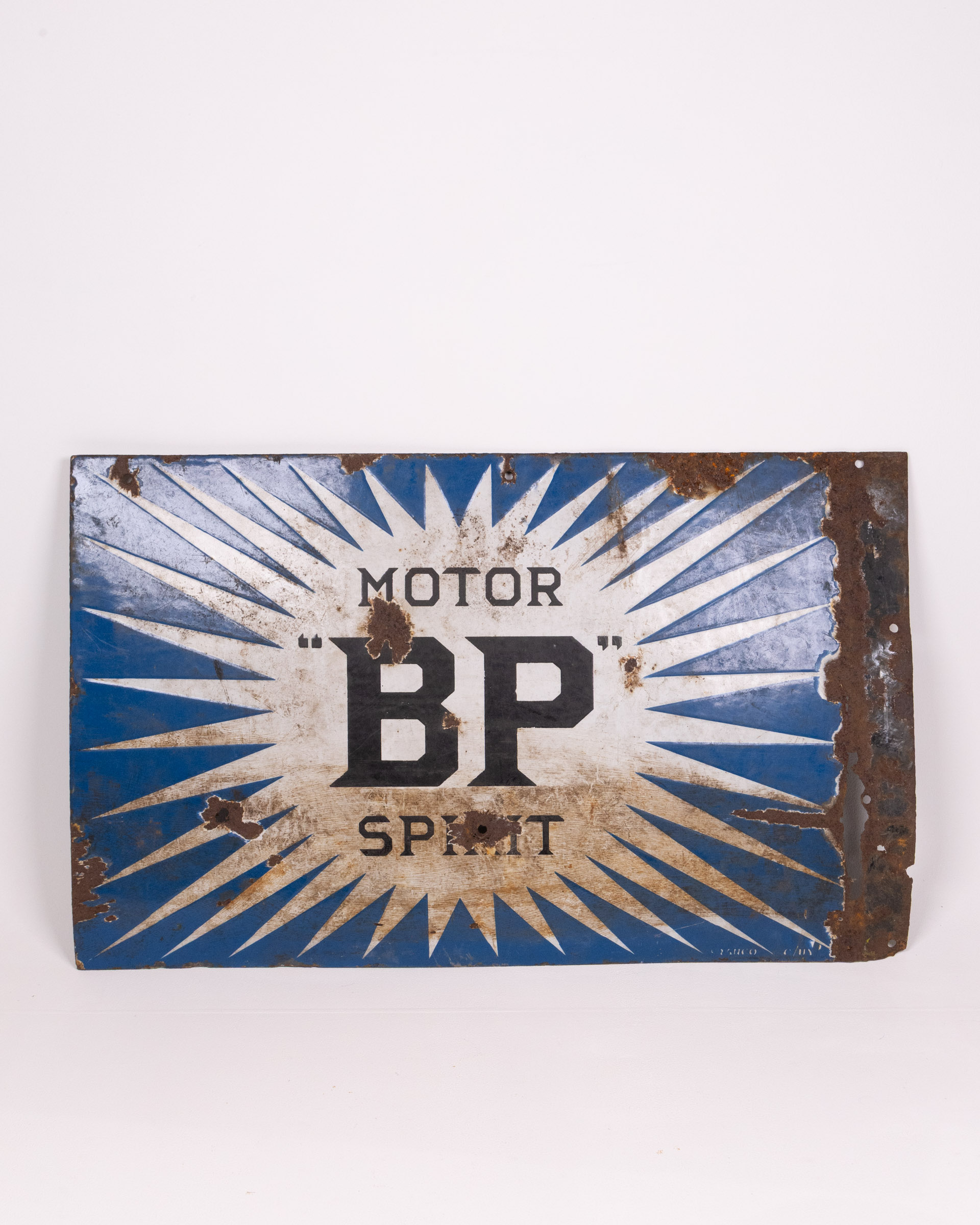 Vintage BP Motor Spirit Enamel Sign, Petroliana Advertising, Garage Decor
