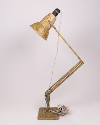 Vintage Herbert Terry Adjustable Cream mottled Green Metal Desk Lamp – Industrial Style