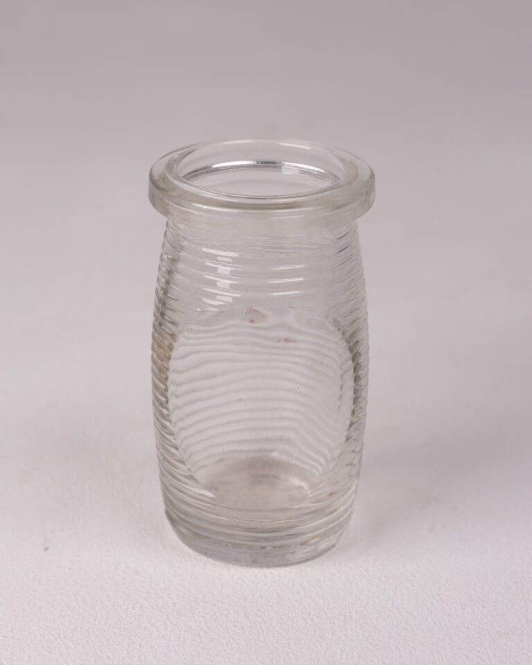Vintage Clear Glass Ribbed Jar with Smooth Rim - Small