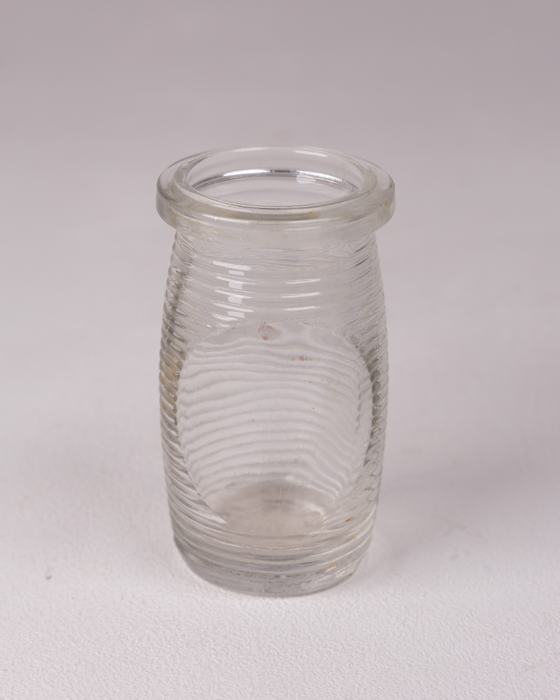 Vintage Clear Glass Ribbed Jar with Smooth Rim – Small