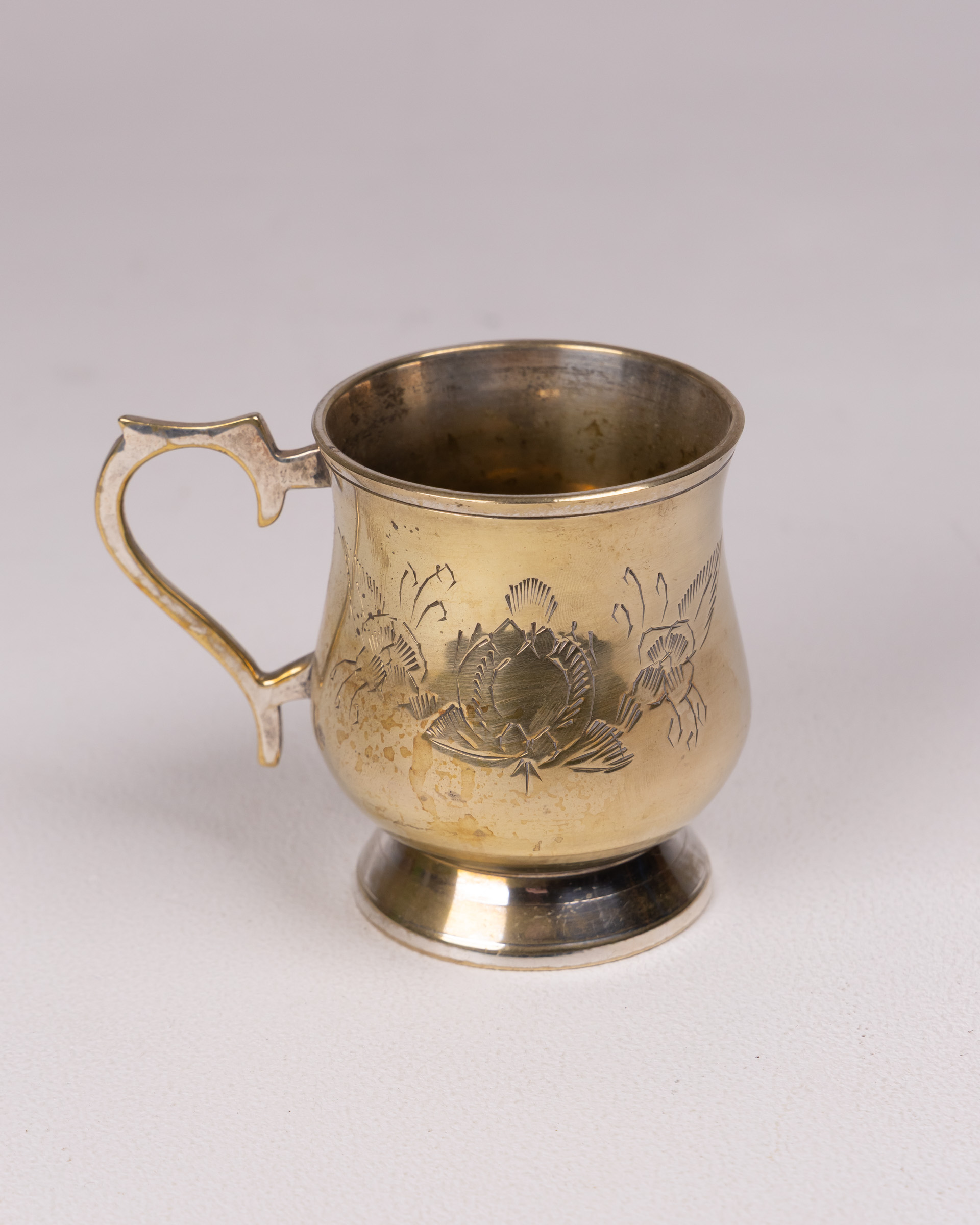 Vintage Silver Plated Child’s Drinking Cup with Bird & Floral Design