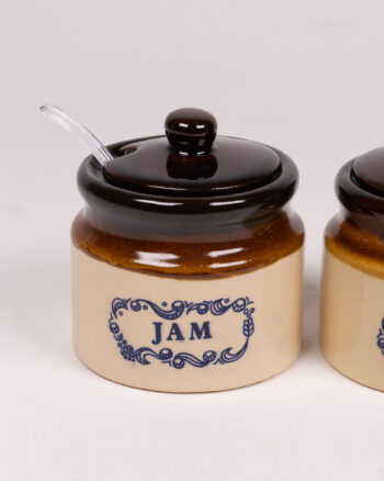 Vintage Ceramic Jam & Marmalade Jars with Lids & Spoons Set
