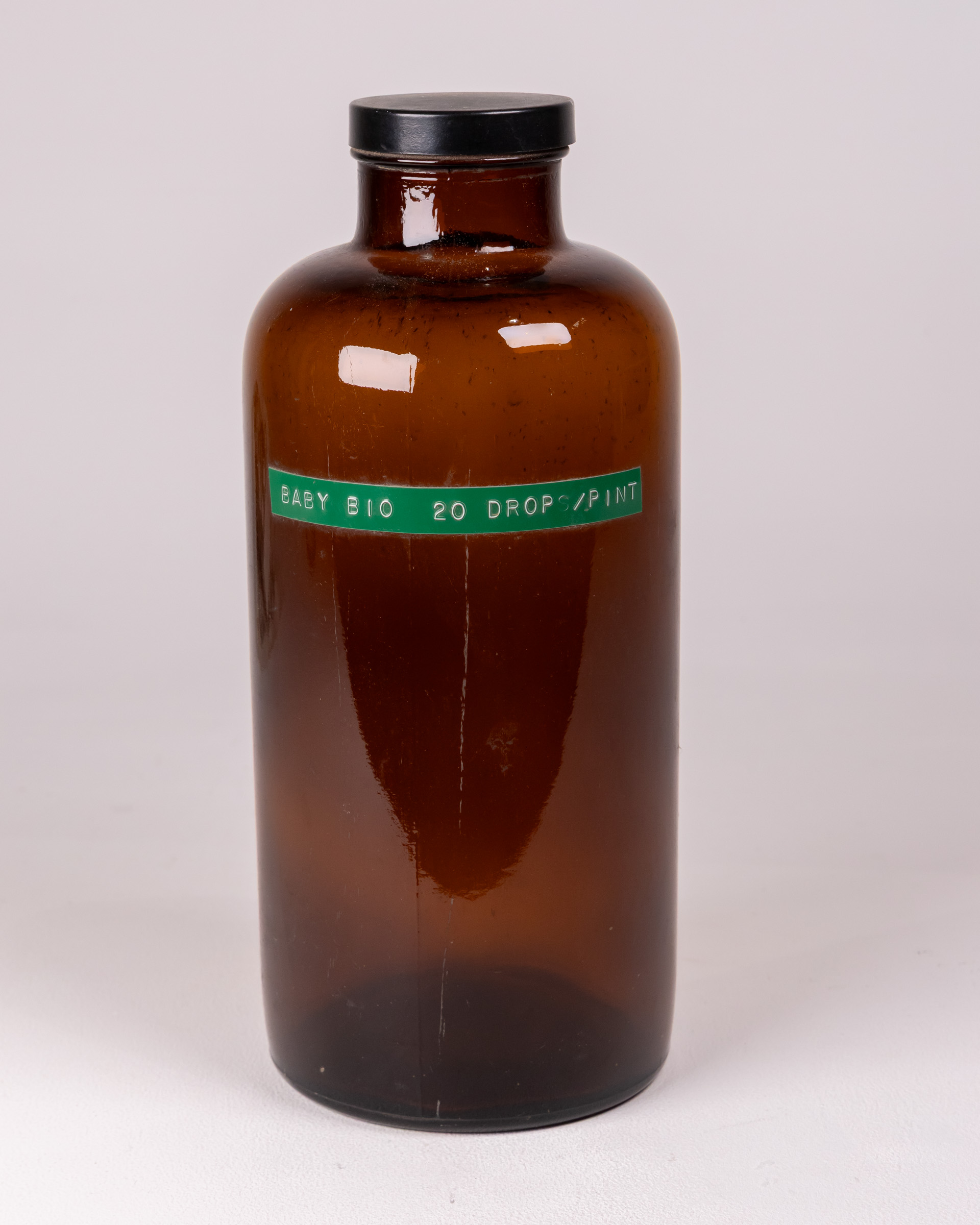 Vintage Amber Glass Baby Bio Bottle, Original Label