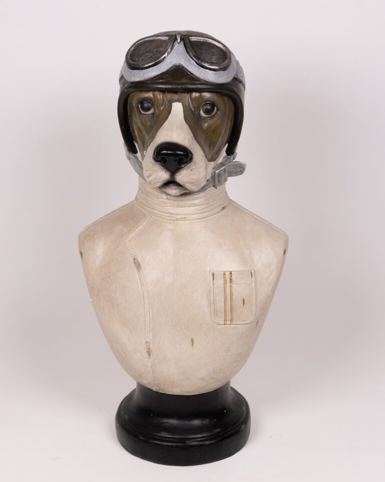 Dog Aviator Bust - Cream and Black Ornament, Quirky Home Decor