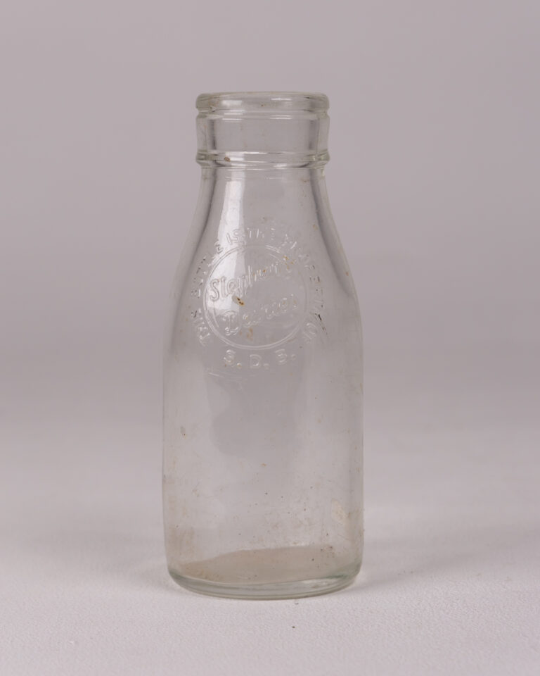 Vintage Stephen's Dairies Clear Glass Milk Bottle with Embossed Logo
