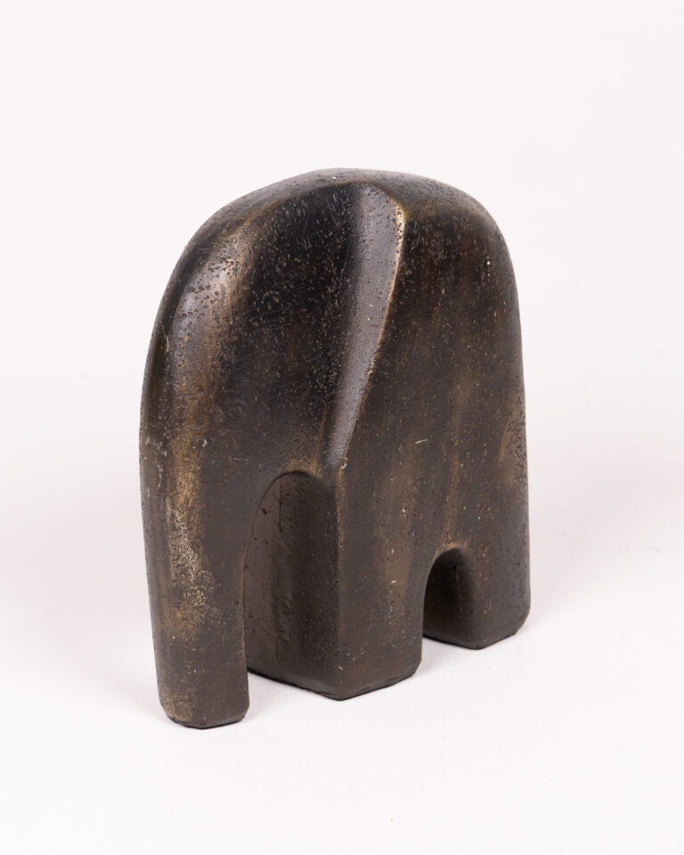 Stylised Stone Elephant Sculpture with Black & Gold Finish - Small
