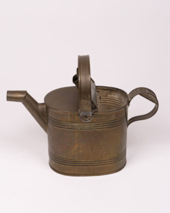 Vintage Brass Watering Can with Hinged Lid & Curved Spout