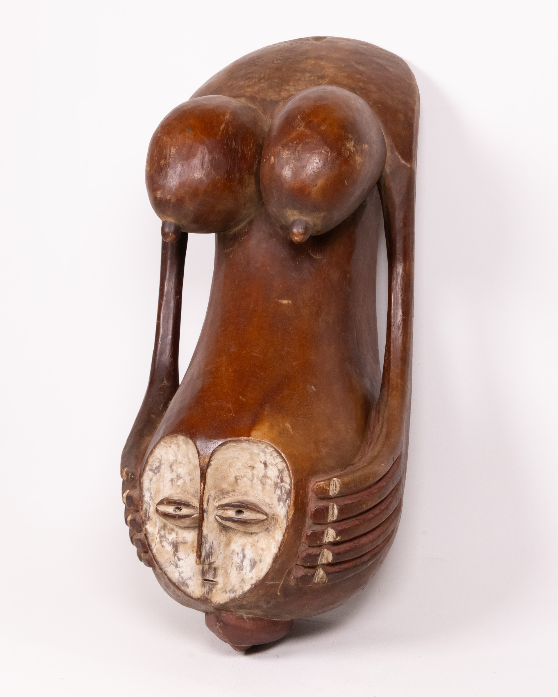Vintage Tanzanian Makonde Female Body Mask Sculpture