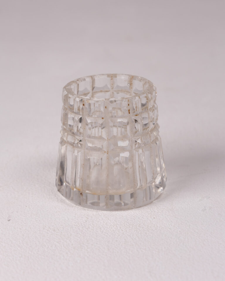 Vintage Crystal Cut Glass Trinket Pot with Geometric Design, Small