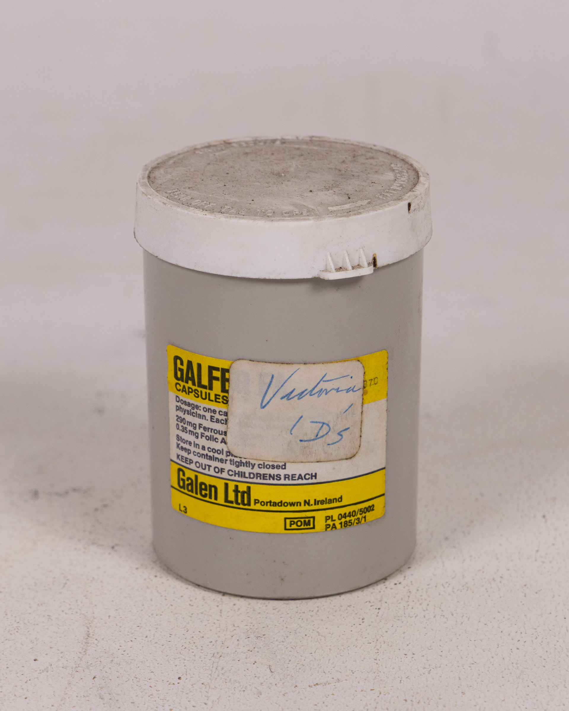 Vintage Galen Ltd Galfer Capsules Plastic Container with Label