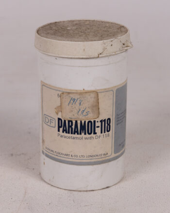 Vintage Duncan Flockhart Plastic Medicine Container with Paramol-118 Label