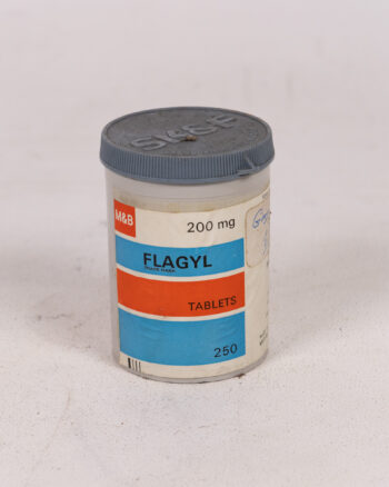 Vintage Flagyl Plastic 200mg Tablets Container with Original Label