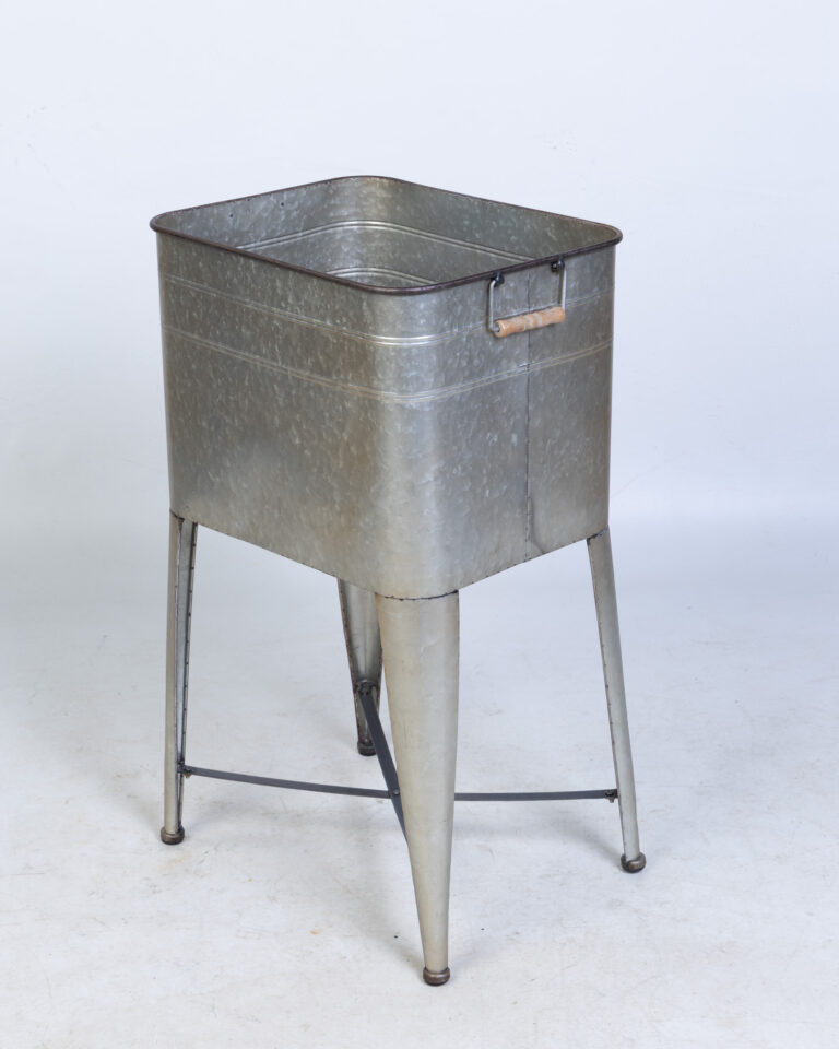 Galvanized Metal Standing Planter with Wood Handles (Large)
