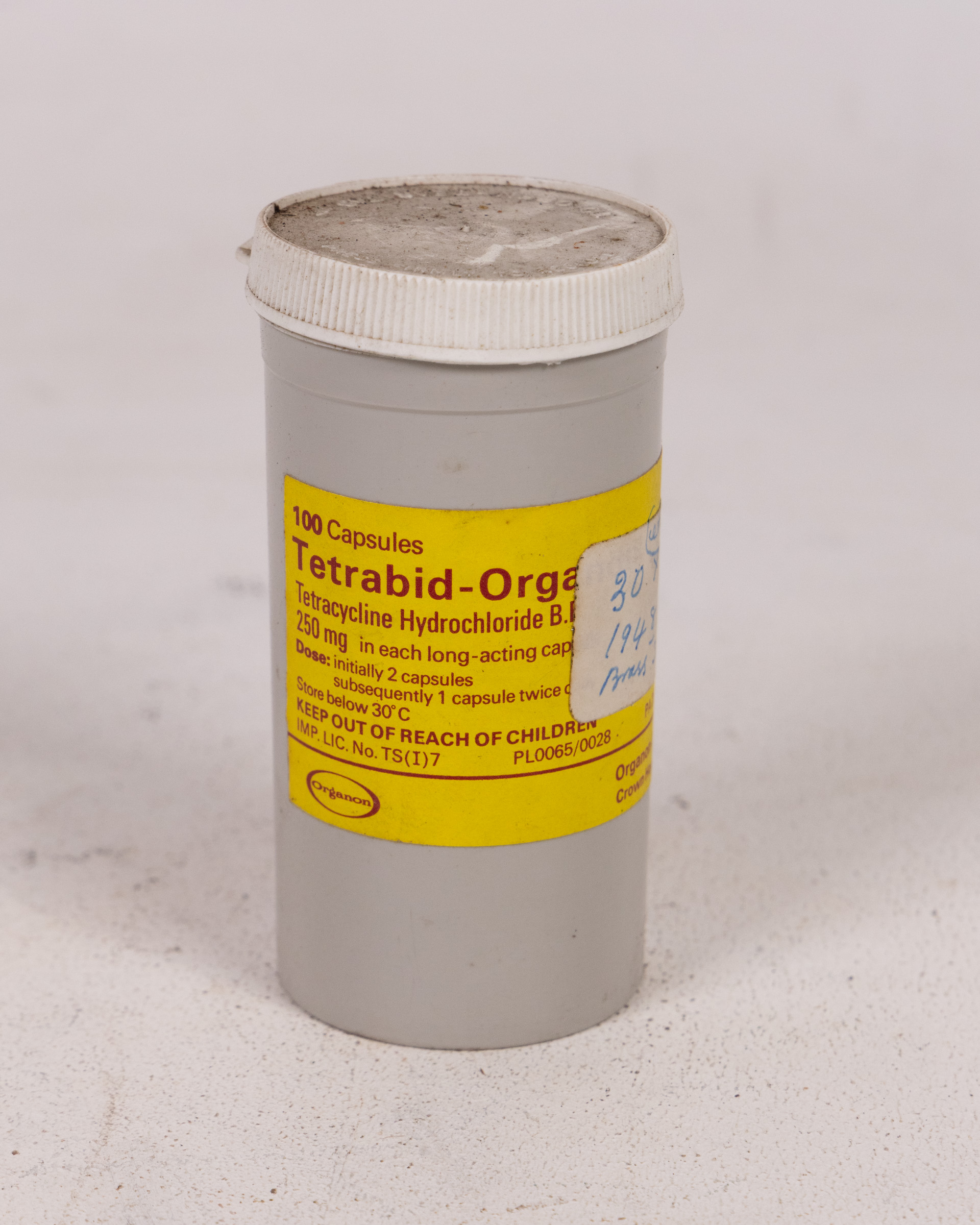 Vintage Organon Tetramid Medicine Container with Original Label