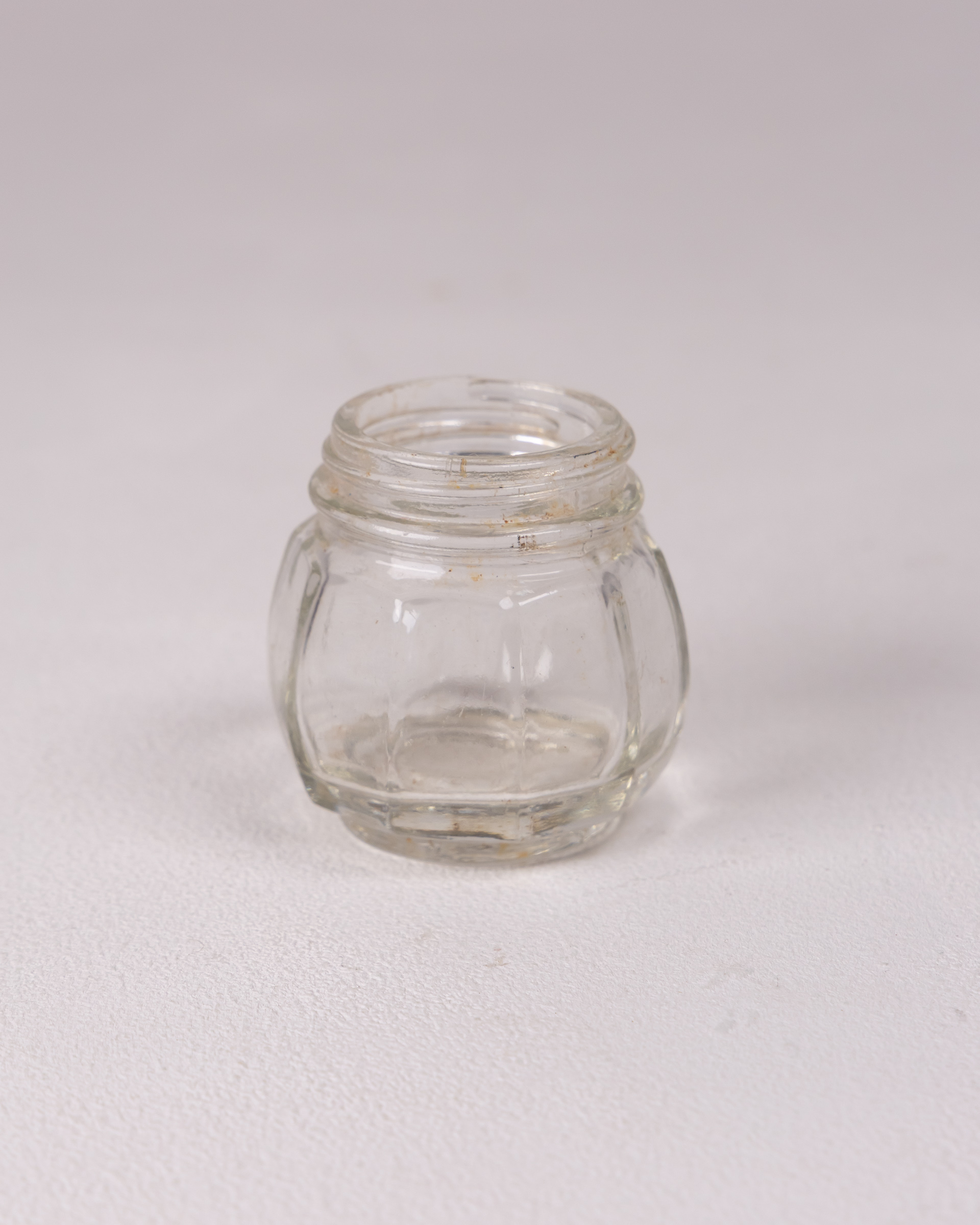 Small Clear Glass Decorative Jar with Ribbed Design