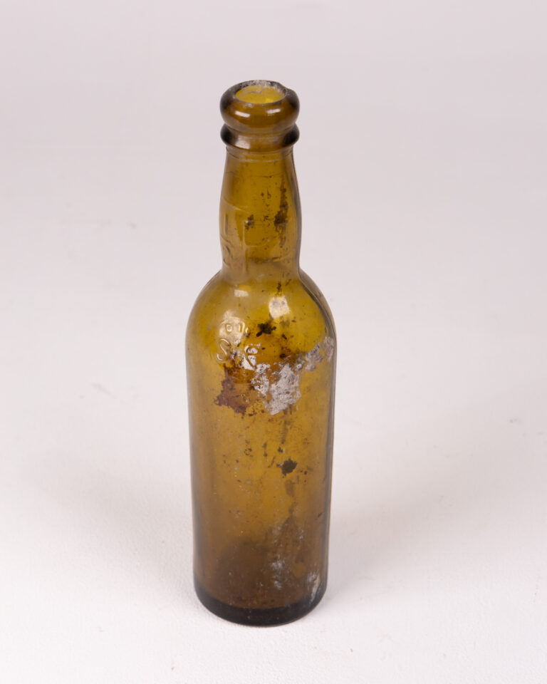 Vintage Olive Green Glass Bottle, Early 20th Century Collectable