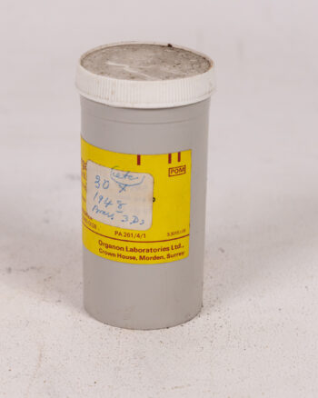 Vintage Organon Tetramid Medicine Container with Original Label