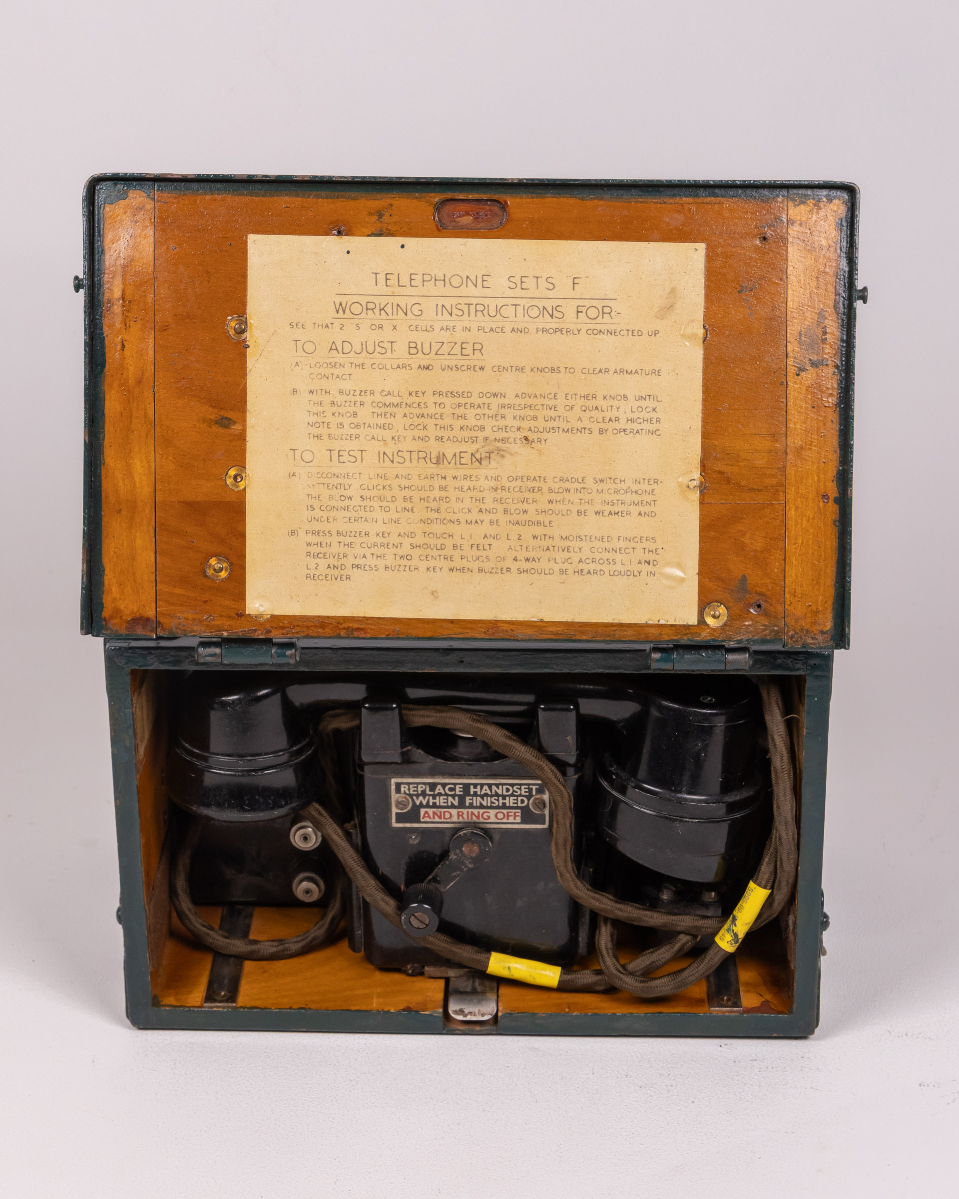 Vintage Military Field Telephone Set F MK.II in Wooden Case