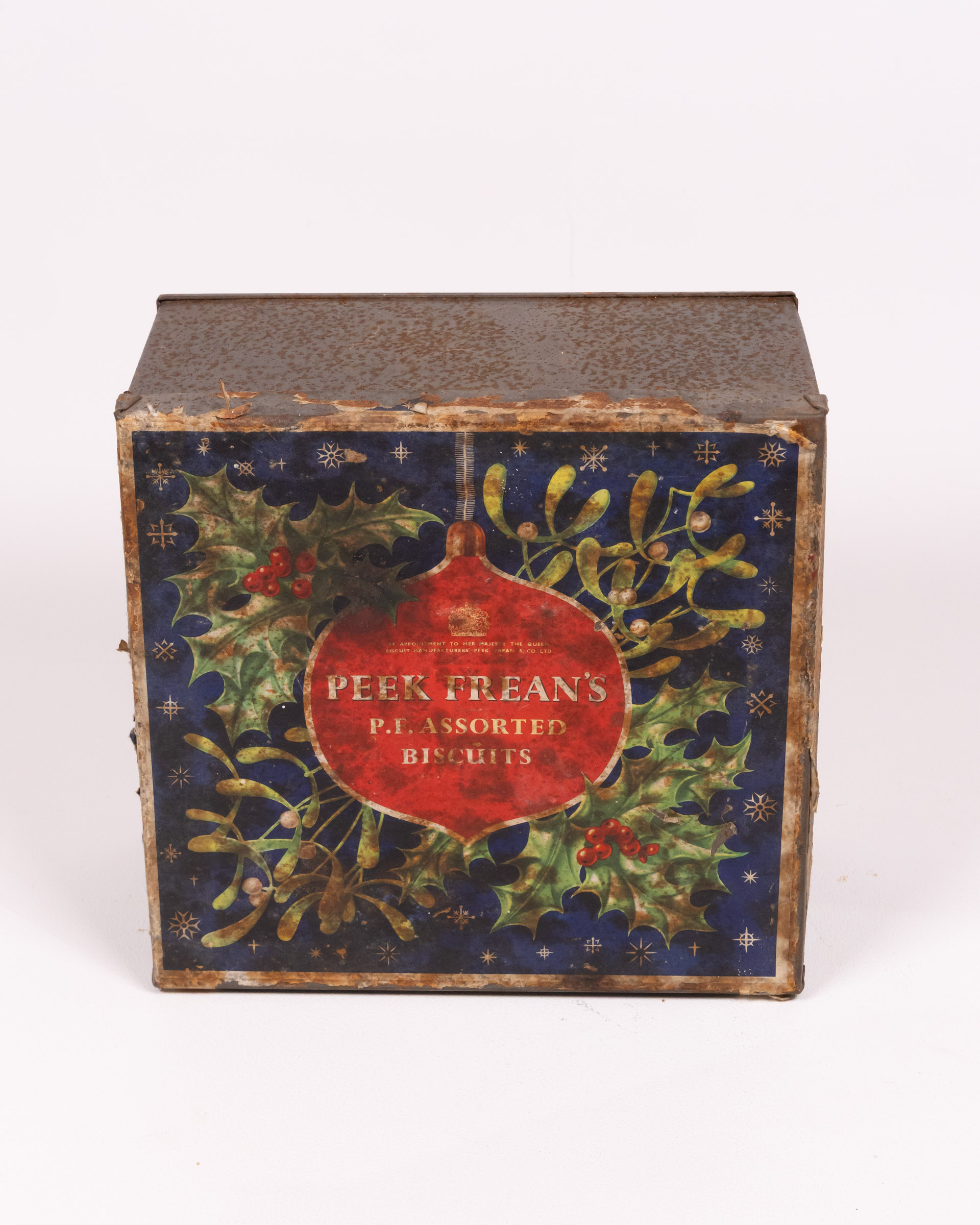 Vintage Peek Frean’s Assorted Biscuits Christmas Tin with Holly Design