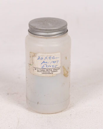 Vintage W. J. Taylor Londonderry Chemist Jar, Plastic with Metal Lid