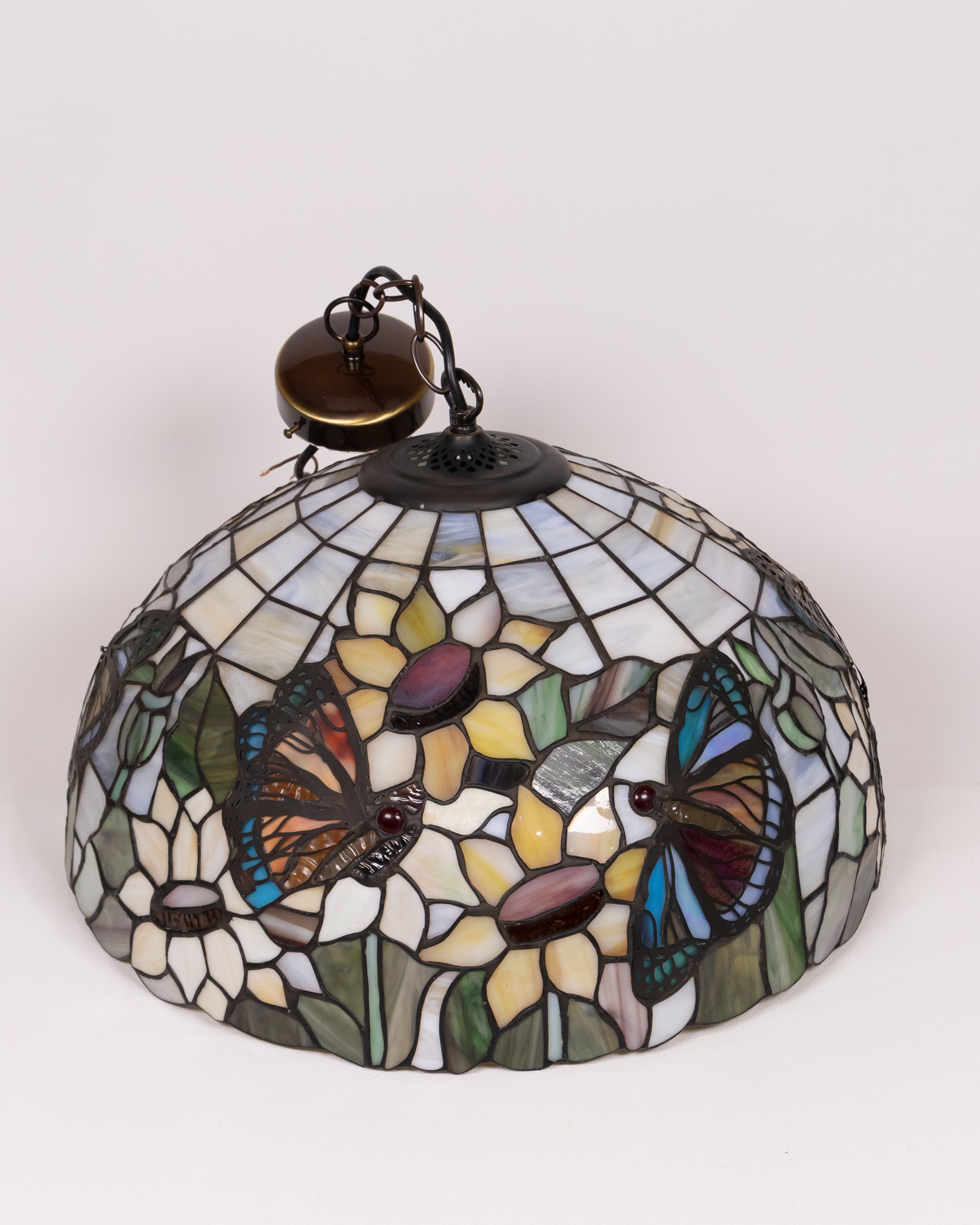 Stained Glass Ceiling Light Fitting, Butterfly Design, Requires Electrical Work